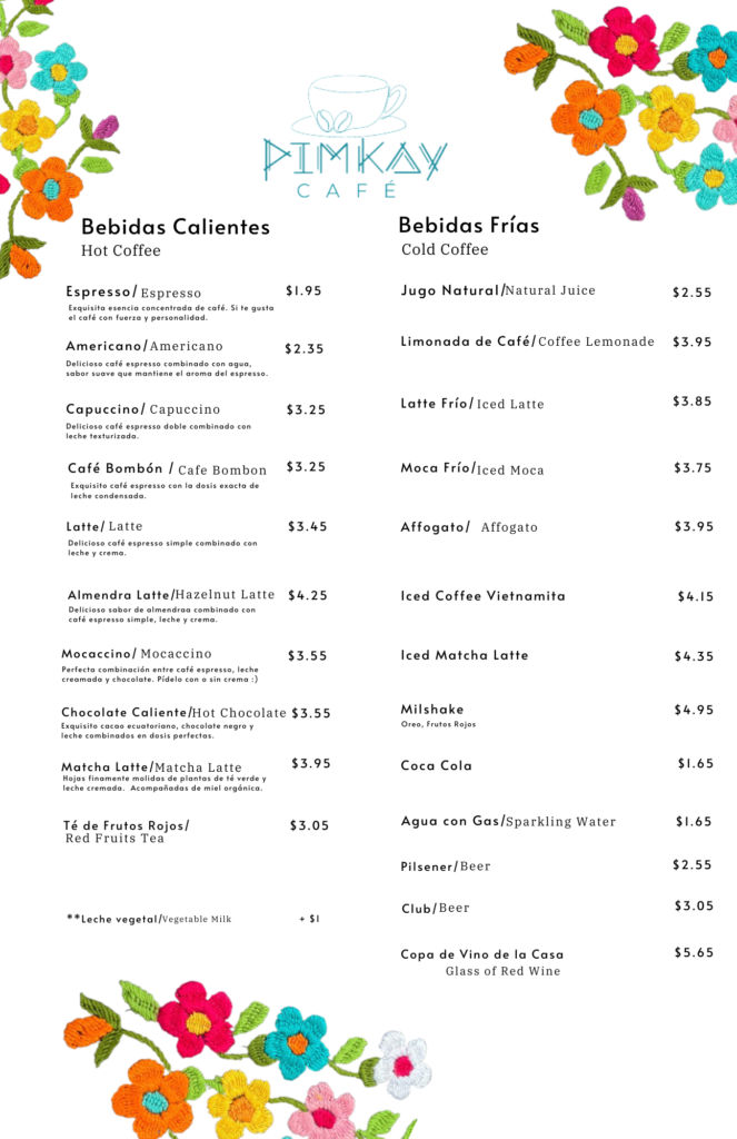 Menu Cafeteria en Quito